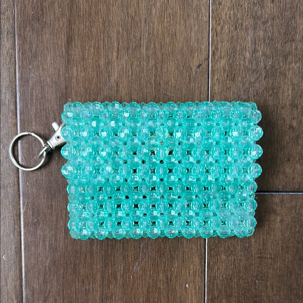 Susanna Chow | Aqua Beaded Keychain Wallet